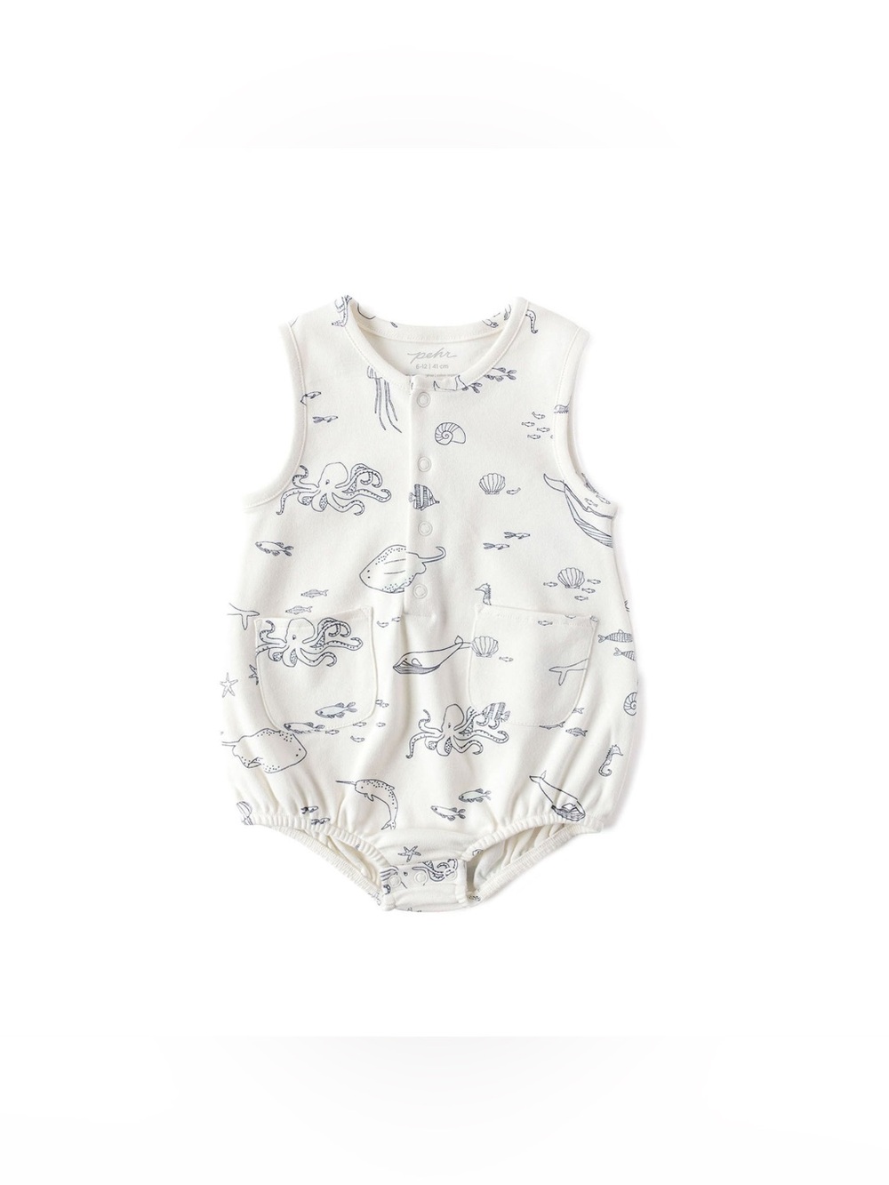 NEW PEHR Sleeveless Organic Cotton One-Piece Life Aquatic 12-18M